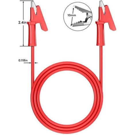 Fils De Test - Pinces Crocodiles En Cuivre Pur - 1 M - 1000 V - 15 A - Pour Circuits Électroniques Et Automobiles - Lot De 5 (1/4)