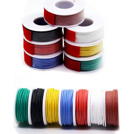 0.08mm² Fil électrique en Silicone 28awg 7 coloris 7x13 mètres Cable