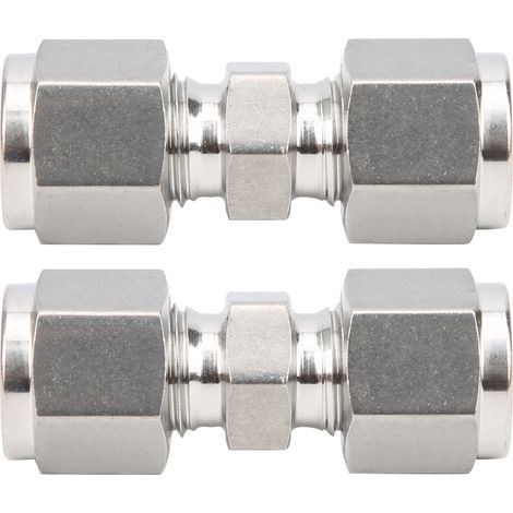 316 Edelstahl-Klemmringverschraubung, 2 Stück, gerader Rohradapter mit Doppelklemmring (Ф8) (1/5)