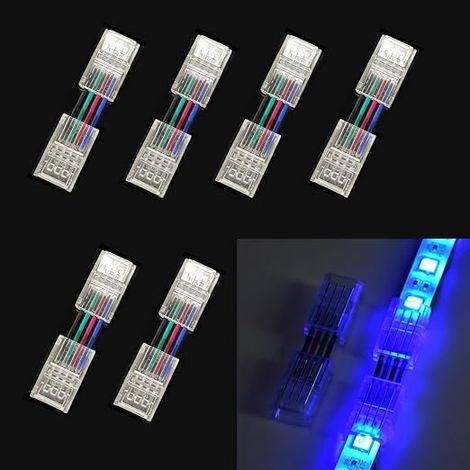 6pcsled strip connector angle adjustable connector 4pin 8mm compatible with waterproof/non-waterproof RGB LED strip 3528 5050