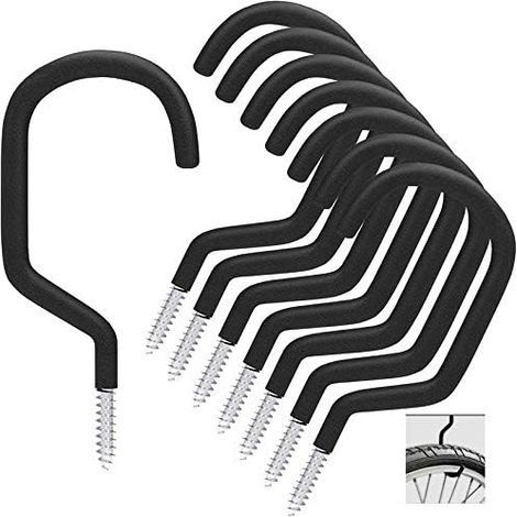 Crochets de vélo 8 pièces, support mural/plafond polyvalent avec revêtement plastique (1/5)