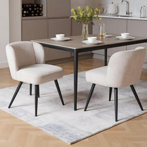 Wahson Dining Chairs Set of 2 in Linen Upholstered Leisure Side Chairs with Backrest for Kitchen Living Room Restaurant, Oatmeal (1/5)
