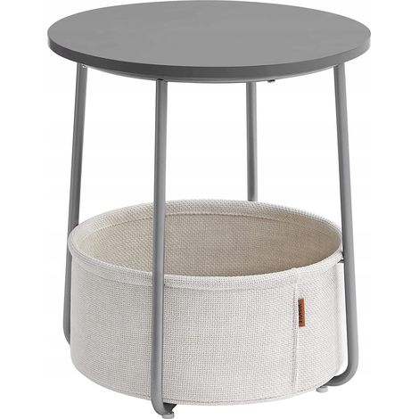 Tavolino rotondo moderno grigio con cesto portaoggetti (1/5)