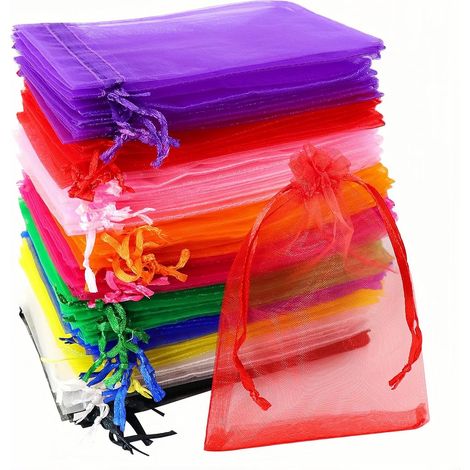 100 Pcs Sacs Organza, 10 x 15 cm Pochette Organza Mixte Couleurs, Sachets Pochettes Cadeau en Organza Sac à Bijoux, Sachet Bonbon, Sachets de Lavande, Marriage Sacs à Cordon (1/5)