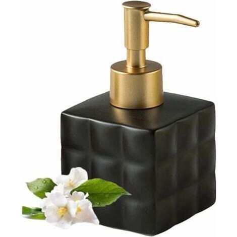 Distributeur de savon doré Relief Balck Distributeur de savon Salle de bains Rubik's Cube Distributeur de savon pour les mains pour la cuisine, 220ML. (Le noir) (1/4)