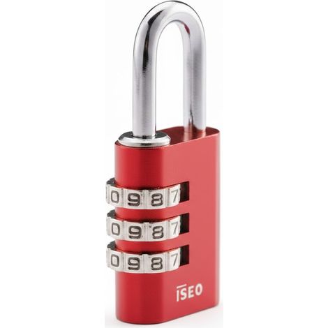 LUCCHETTO A COMBINAZIONE A 3 COMBINATORI- - mm.28,5 rosso (P0153027R) - 12 pezzi ISEO (1/2)