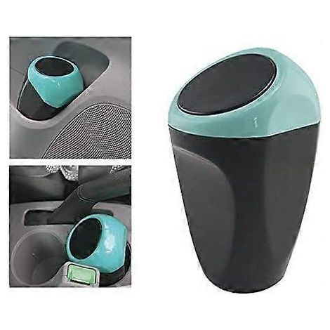 Mini poubelle de voiture en plastique 16 x 8 cm, conteneur de rangement pour l'intérieur de la voiture/le bureau/la maison (Bleu - Mini poubelle) (1/4)