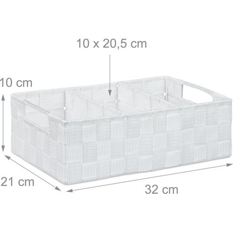 Cesto portaoggetti 10 x 32 x 21 cm con 3 scomparti e manici stile pulito in plastica grigia 130008781