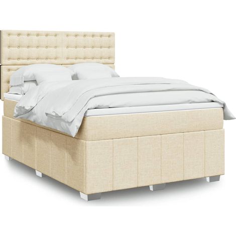 Boxspringbett mit Matratze Creme 140x200 cm Stoff