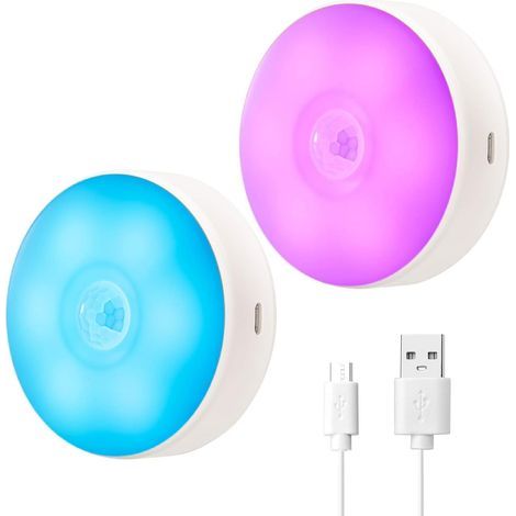 LED-Nachtlicht mit Bewegungssensor, USB-aufladbar, 8 Lichtfarben, 3 Betriebsmodi, Magnetfuß zur Befestigung an beliebigen Stellen, Nachtlicht (1/5)