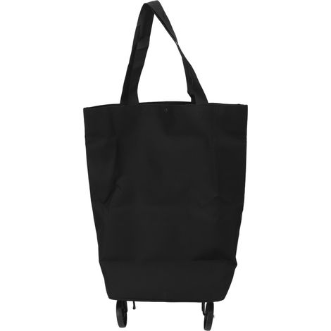 Chariot de courses pliable à roulettes, sac de rangement multifonctionnel en tissu, sac de courses portable, noir (1/5)