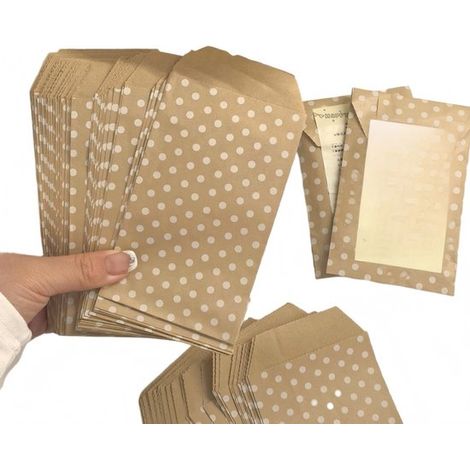 Sacchetti di carta, confezione da 100, 13 x 8 cm, sacchetti di carta marrone, sacchetti regalo, sacchetti per caramelle per confezionare regali, per bambini (1/5)