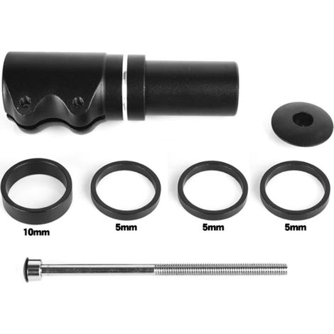 Verstellbare Gabelvorbauverlängerung aus Aluminiumlegierung, schwarz, geeignet für Mountainbikes, Rennräder und BMX-Räder. (1/5)