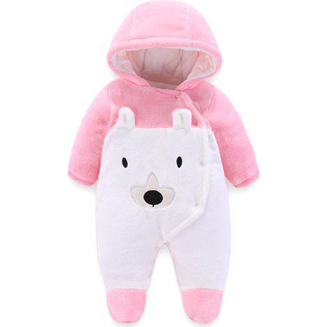 Grenouillère - Flanelle - Con Capucha - Para Bebés 3-12 Meses - Rosa (1/5)