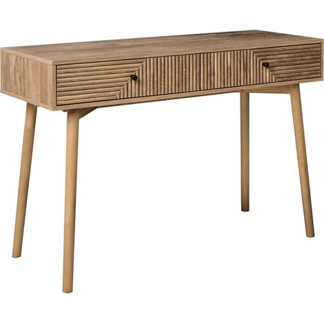 Consola de diseño moderno en MDF laminado con 2 cajones entrada marrón claro Ronge