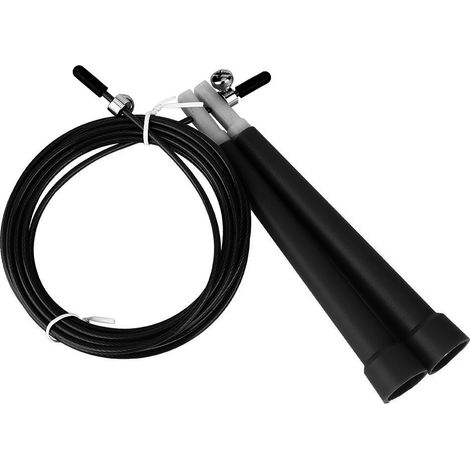 Corde À Sauter En Acier Réglable - Poignée Rotation 90 Degrés - Entraînement Fitness Intérieur Extérieur - Noir (1/5)