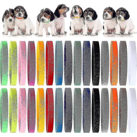 45 colliers de mise bas pour chiots, double face, pour l'identification des nouveau-nés, 3 tailles réglables, doux et confortables.