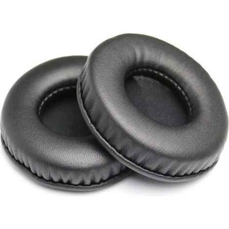 Kit de remplacement de coussinets d'oreille en cuir (noir) pour la plupart des modèles de casques : diamètre universel 75 mm (1 paire noire) (1/5)