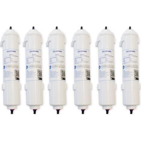 Filtro de agua AllSpares (6 uds.) para refrigeradores compatibles con Samsung DA29-10105J / HAFEX/EXP / EF-9603 / WSF-100, LG 5231JA2010B / ADQ73693903 / ADQ736939 y WPRO USC100 (1/3)