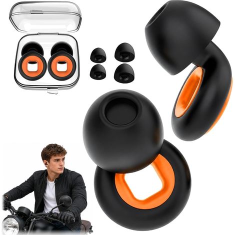 Bouchon D'oreille Pour Dormir 60 dB - Bouchon Oreille Sommeil en Silicone, avec Embouts remplaçables, , Pour Dormir, Voyager-Orange (1/5)