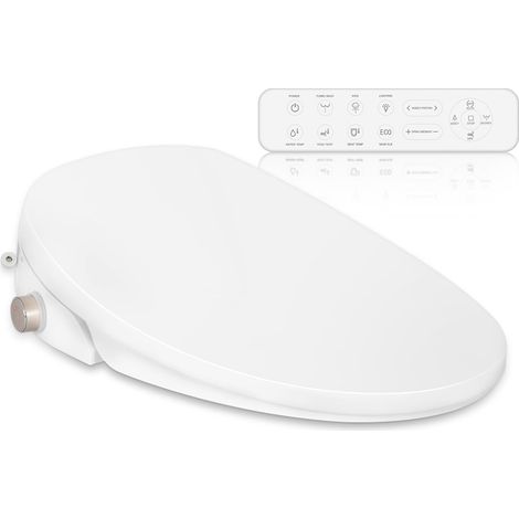 Siège de Toilette Intelligent Bidet avec Buse, Toilette Japonaise, Abattant WC Familial, Bidet Chauffant, Abaissement Automatique, Pression d'Eau Réglable, Séchage à l'Air Chaud,Télécommande