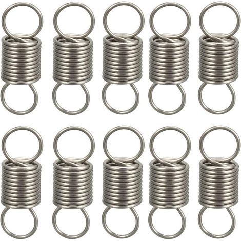 Ressorts de Traction - 10 Pièces - Acier Inoxydable - Double Crochet Polished - Usage Industriel et Bricolage - 15mm Longueur (1/4)