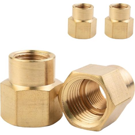 4 Pièces Manchon Réducteur Hexagonal Femelle-Femelle 1/8" vers 1/4" BSP, Laiton Massif Paroi Épaissie, Adaptateur pour Transition de Diamètre en Plomberie (1/5)