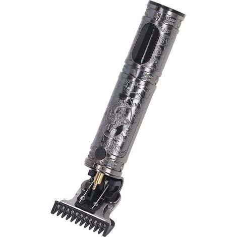 Tondeuse à cheveux professionnelle portable rechargeable avec écran LCD, adaptée à une utilisation en extérieur, en forme de robinet, argentée. (1/5)