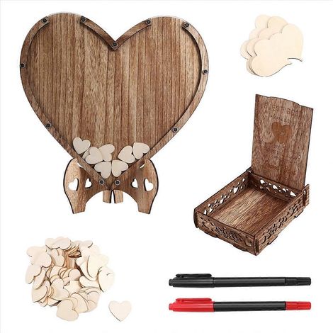 Livre d'or de mariage, support en forme de cœur, boîte de rangement pour mariage champêtre, table de signature pour messages d'anniversaire (1/5)