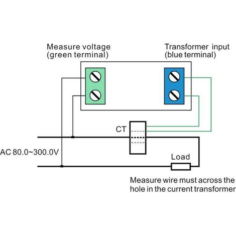 Voltmètre-ampèremètre numérique multifonction 80-300 V CA avec écran LCD couleur et transformateur de courant 100 A D69-2049 (1/5)