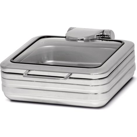 Chafind Dish en Verre Rectangulaire en Acier Inoxydable - Pujadas