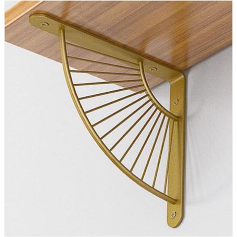 (Or) Support Triangulaire Flottant, 2 Pièces Support D'étagère Forme D'éventail, Supports d'Angle en Fer Muraux, Renfort d'Angle de Support d'Étagère pour Étagere Murale en Fer Supports (1/5)