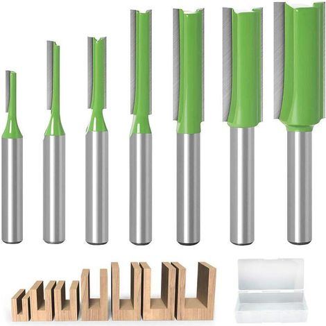 Fraise Droite Defonceuse, 7pcs Fraises à Défoncer Carbure De Tungstène Mèches De Routeur à Queue De 6 Mm Fraise De Fraisage Multifonction Outil De Travail Du Bois Pour Le Travail Du Bois (1/5)