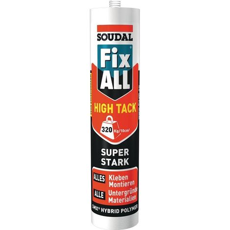 Soudal – Colle multi-usage 1K-Hybrid-Polymer Fix All HT – Pour tous matériaux – Haute adhésion initiale – Résistante aux intempéries et UV – 420g (1/2)
