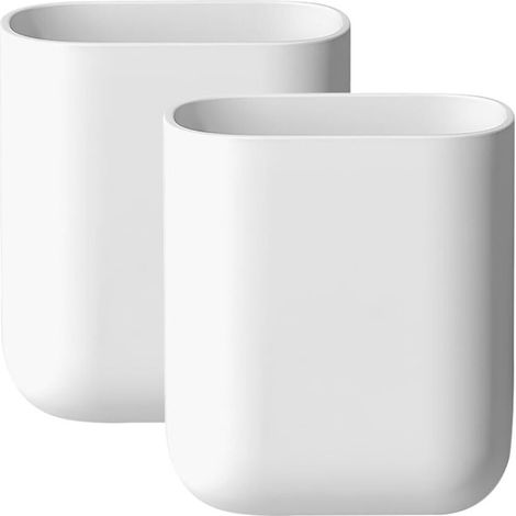 Bardusch-Lot de 2 boîtes de rangement murales blanches (11×9×6 cm), fixation adhésive renforcée, avec égouttoir (1/5)