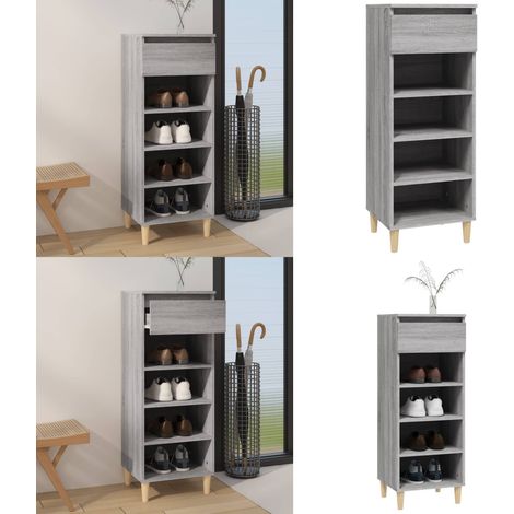 Schuhschrank Grau Sonoma 40x36x105 cm Holzwerkstoff - Schuhschrank - Schrank - Garderobe - Regal - Aufbewahrung - Home & Living (1/5)