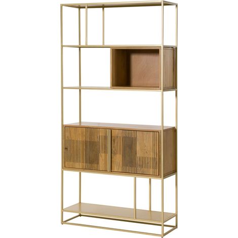 Bücherregal Mango 100x35x197 hellbraun geölt MIAMI 119 (1/4)