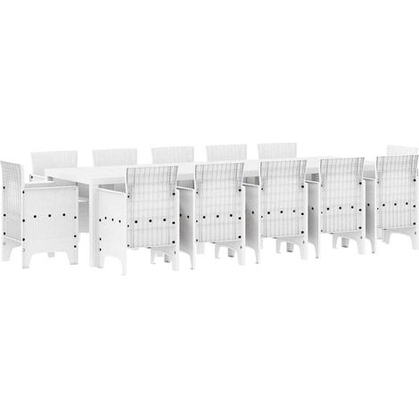 Maison Exclusive - Garten Essgruppe 13 pcs Weiß Poly Rattan