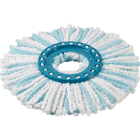 Leifheit – Balai à poussière et lave sol Clean Twist Disc Mop Ergo Micro Duo – Tête double fibre turquoise – Lavable en machine à 60 °C