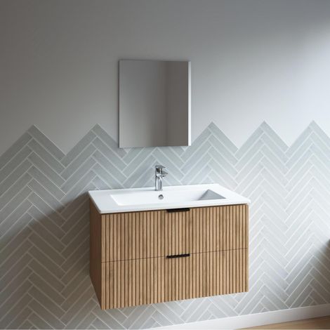 Mueble de baño con lavabo 60 cm madera MDF ondulado