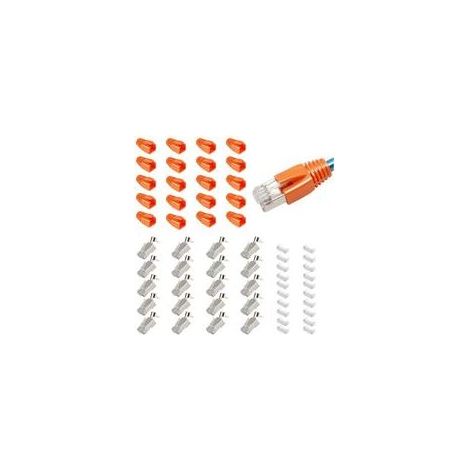 Lot de 20 Connecteurs RJ45 Cat7 Cat6A, 10Gbps Fiche LAN avec Protection Anti-Torsion et Aide à l’Enfilage, Connecteurs Réseau Pass Through RJ45 pour Câbles Réseau AWG23 (1/5)