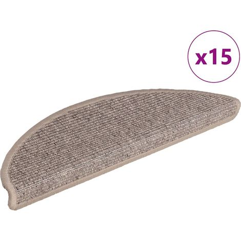 Stair Mat  Set of 15  Dark Beige  91% Polypropylene, 9% Polyester vidaXL