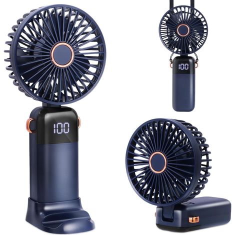 Ventilateur portable rechargeable,mini-ventilateur 3000 mAh,petit et silencieux, ventilateur de poche portable 3 en 1 à 5 vitesses,le bureau,les enfants et les activités en plein air (1/5)