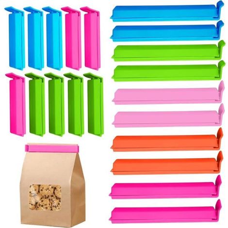 Clips de fermeture alimentaire - Non spécifié - 20 pièces - 11 cm - Couleurs aléatoires - Réutilisables (1/2)