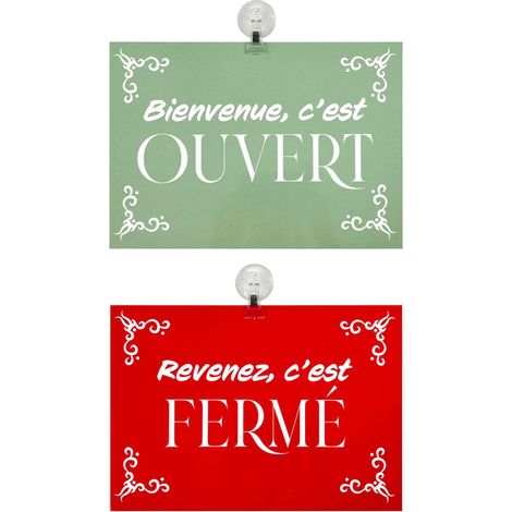 Panneau "Ouvert - Fermé" en PVC format A4 avec fixation ventouse (fond pastel) (1/3)