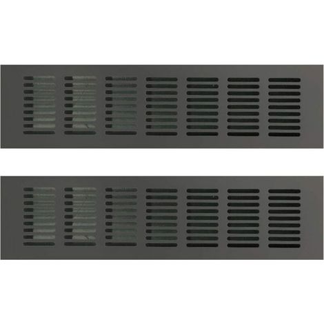 Grille de ventilation rectangulaire 30 x 8 cm en aluminium noir – 2 pcs (1/5)