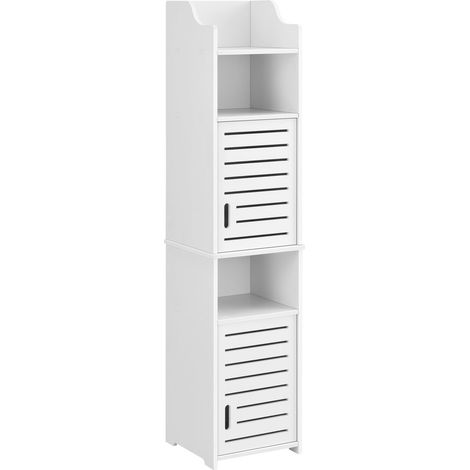Mobile colonna per mobile bagno con ante a più vani portaoggetti 135 cm bianco 030005824