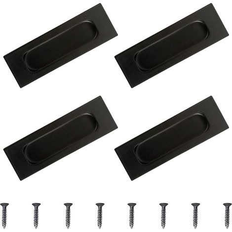 4er-Pack rechteckige Schrankgriffe aus schwarzem Edelstahl mit vertieftem seitlichen Loch für Schrankschublade