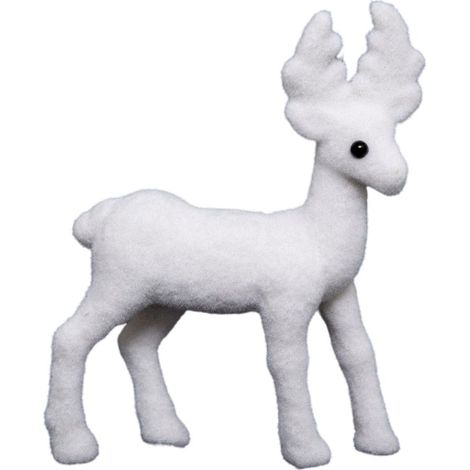 Paris Prix - Statuette Déco renne Debout 22cm Blanc (1/2)