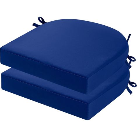 Ensemble de 2 Coussins de Chaise de Jardin Extérieur, Épais de 5cm, Coussins de Siège Imperméables pour Patio avec Attaches pour Meubles d'Extérieur, Coussins de Chaise en Forme de U pour (1/5)